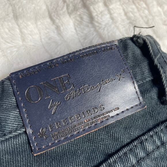 ONE TEASPOON Freebirds Black Distressed Ankle Zip Low Waist 7/8 Length Jeans 28 - Picture 6 of 6
